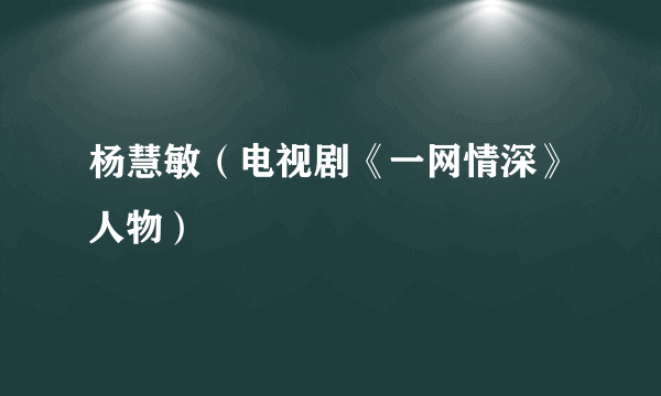 杨慧敏（电视剧《一网情深》人物）