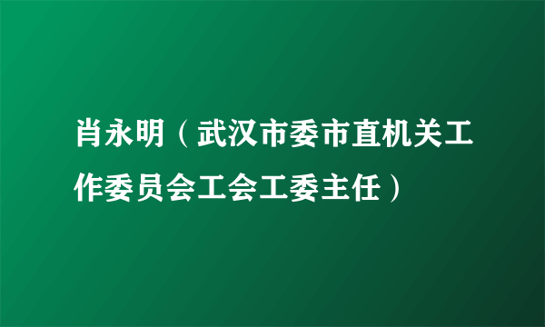 肖永明（武汉市委市直机关工作委员会工会工委主任）