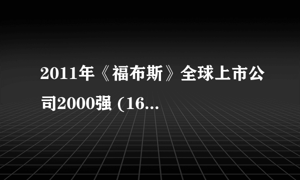 2011年《福布斯》全球上市公司2000强 (1601-1700)