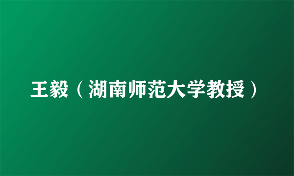 王毅（湖南师范大学教授）