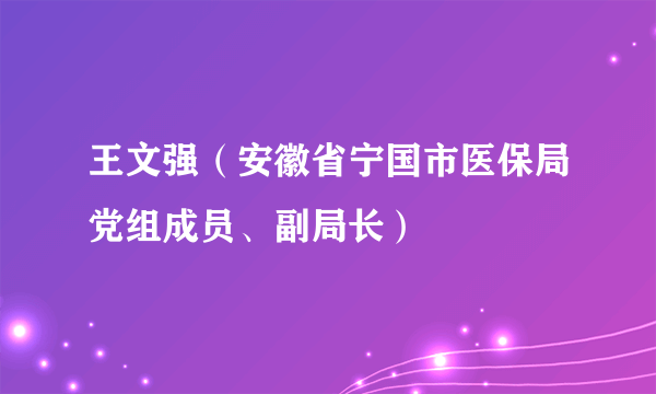 王文强（安徽省宁国市医保局党组成员、副局长）