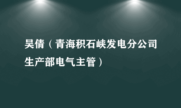 吴倩（青海积石峡发电分公司生产部电气主管）