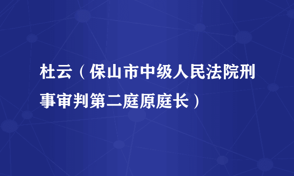 杜云（保山市中级人民法院刑事审判第二庭原庭长）