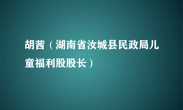 胡茜（湖南省汝城县民政局儿童福利股股长）