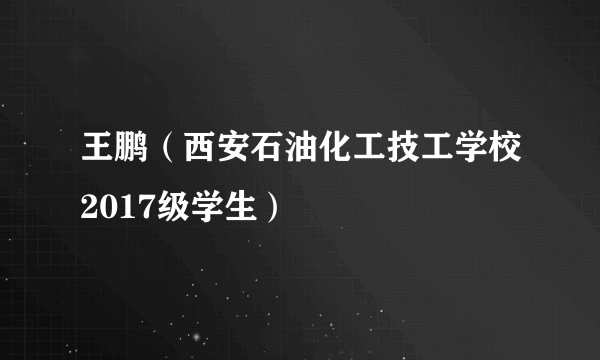 王鹏（西安石油化工技工学校2017级学生）