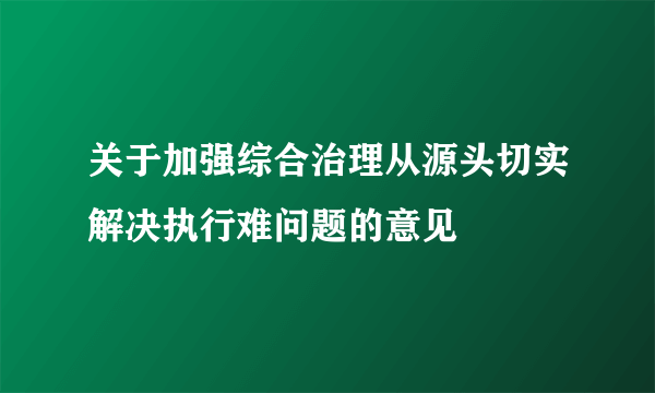 关于加强综合治理从源头切实解决执行难问题的意见