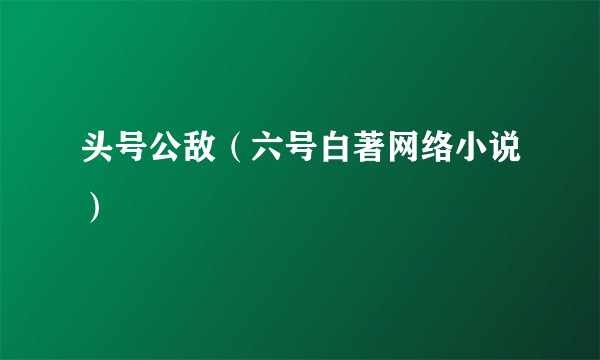 头号公敌（六号白著网络小说）