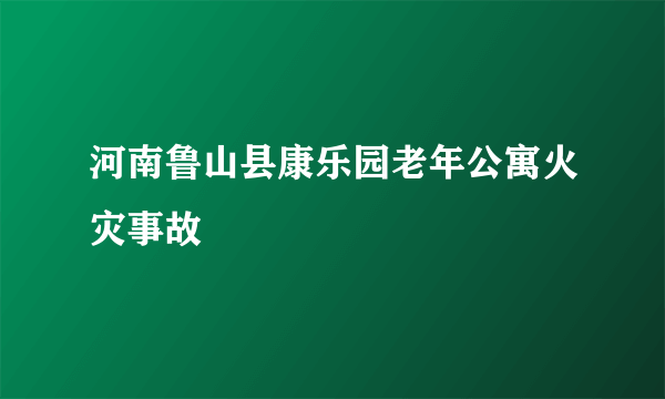 河南鲁山县康乐园老年公寓火灾事故