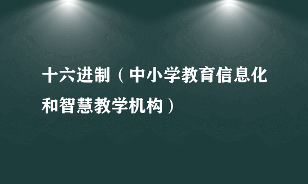 十六进制（中小学教育信息化和智慧教学机构）