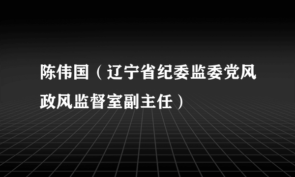 陈伟国（辽宁省纪委监委党风政风监督室副主任）