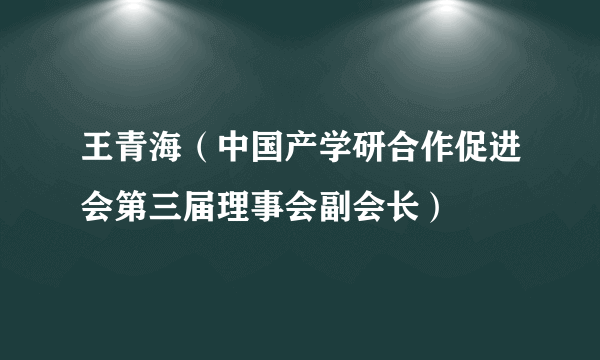 王青海（中国产学研合作促进会第三届理事会副会长）