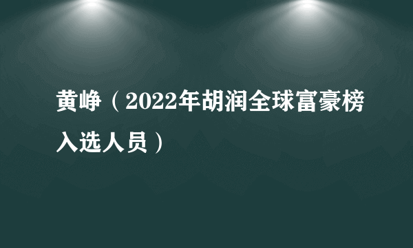 黄峥（2022年胡润全球富豪榜入选人员）