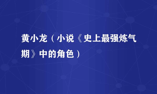 黄小龙（小说《史上最强炼气期》中的角色）