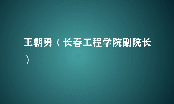 王朝勇（长春工程学院副院长）