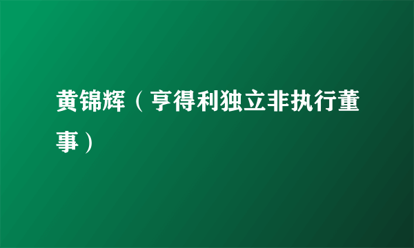 黄锦辉（亨得利独立非执行董事）