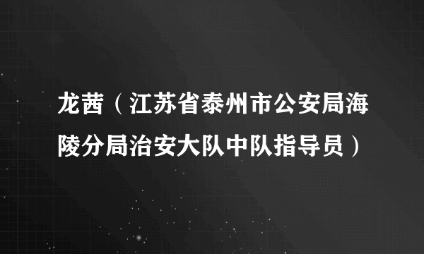 龙茜（江苏省泰州市公安局海陵分局治安大队中队指导员）