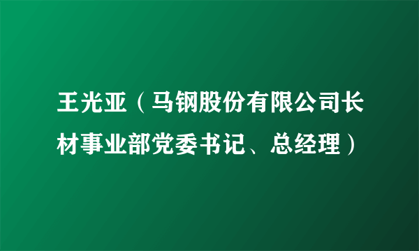 王光亚（马钢股份有限公司长材事业部党委书记、总经理）