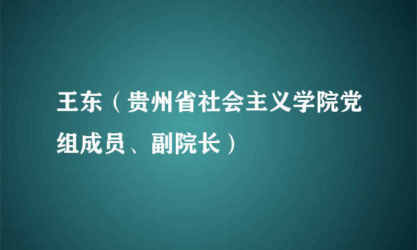 王东（贵州省社会主义学院党组成员、副院长）