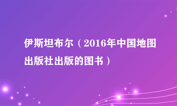 伊斯坦布尔（2016年中国地图出版社出版的图书）