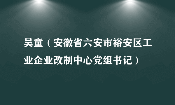 吴童（安徽省六安市裕安区工业企业改制中心党组书记）