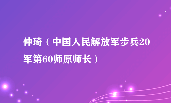 仲琦（中国人民解放军步兵20军第60师原师长）