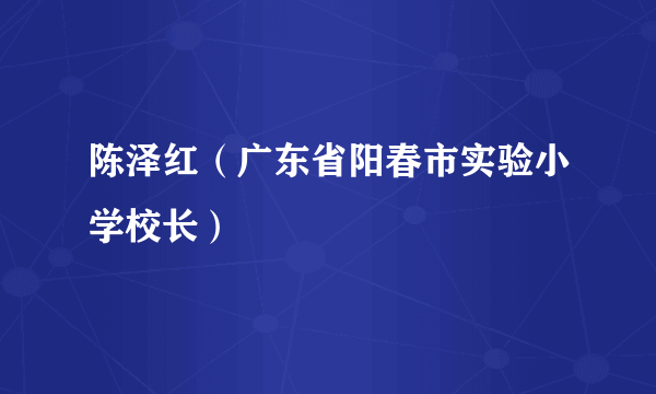 陈泽红（广东省阳春市实验小学校长）