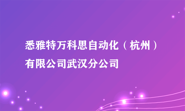 悉雅特万科思自动化（杭州）有限公司武汉分公司