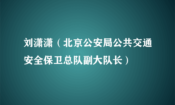 刘潇潇（北京公安局公共交通安全保卫总队副大队长）