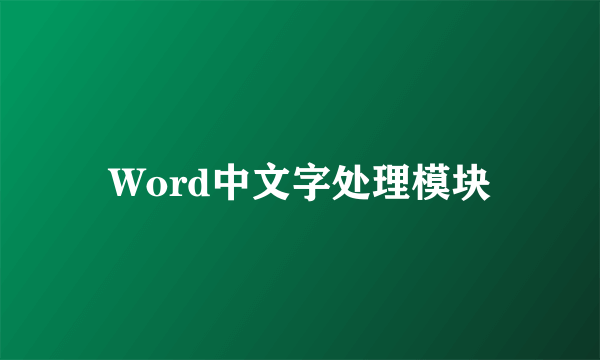 Word中文字处理模块