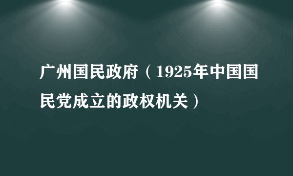 广州国民政府（1925年中国国民党成立的政权机关）