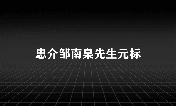 忠介邹南臬先生元标