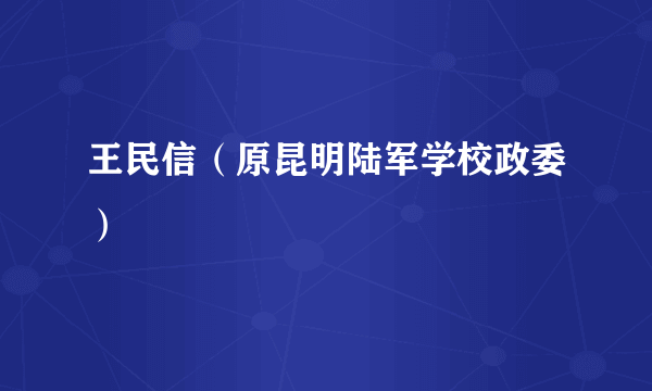 王民信（原昆明陆军学校政委）