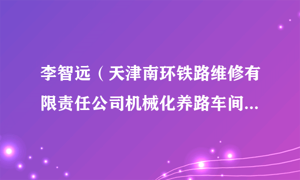 李智远（天津南环铁路维修有限责任公司机械化养路车间大机操作兼材料员）