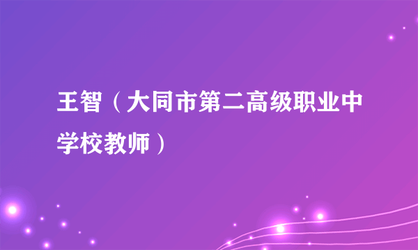 王智（大同市第二高级职业中学校教师）