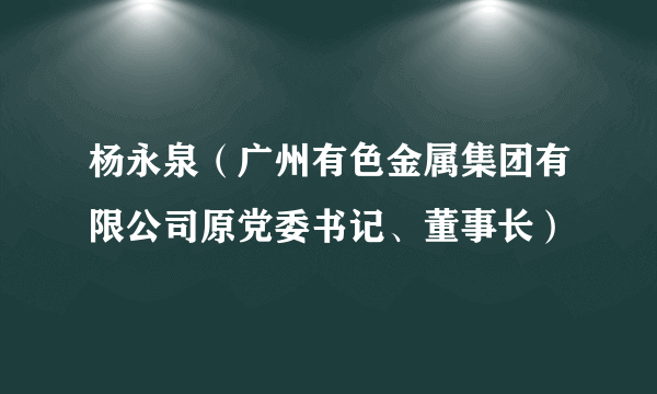 杨永泉（广州有色金属集团有限公司原党委书记、董事长）