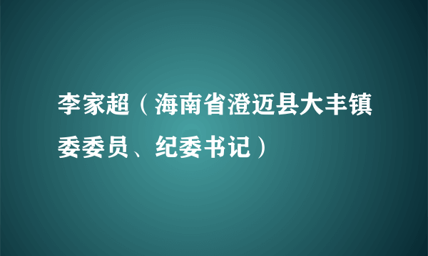 李家超（海南省澄迈县大丰镇委委员、纪委书记）