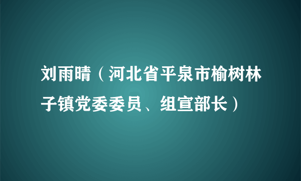 刘雨晴（河北省平泉市榆树林子镇党委委员、组宣部长）