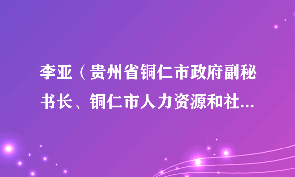 李亚（贵州省铜仁市政府副秘书长、铜仁市人力资源和社会保障局局长）