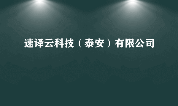 速译云科技（泰安）有限公司