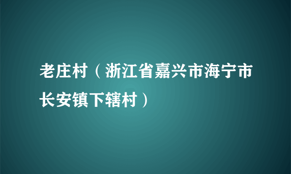 老庄村（浙江省嘉兴市海宁市长安镇下辖村）