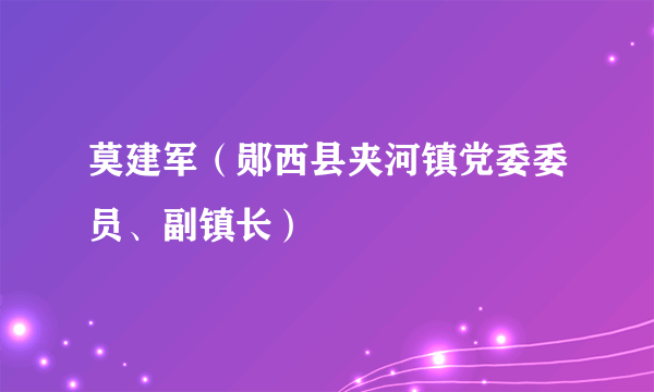 莫建军（郧西县夹河镇党委委员、副镇长）