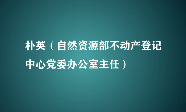 朴英（自然资源部不动产登记中心党委办公室主任）