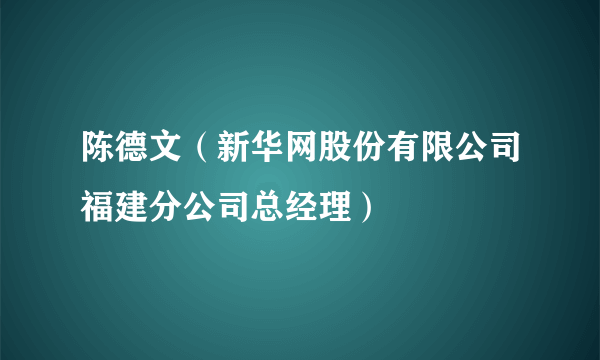 陈德文（新华网股份有限公司福建分公司总经理）