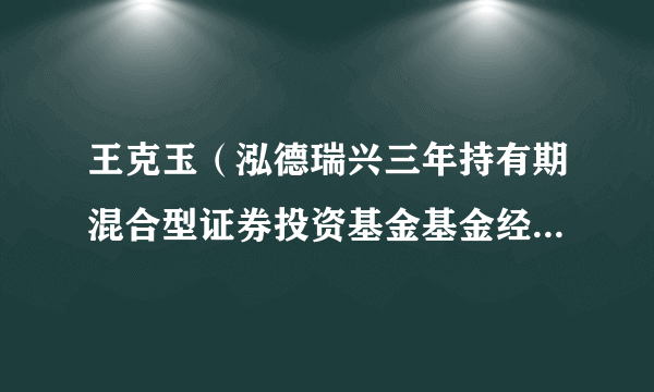 王克玉（泓德瑞兴三年持有期混合型证券投资基金基金经理、泓德基金权益投资部总监、副总经理）