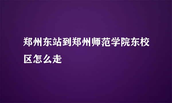 郑州东站到郑州师范学院东校区怎么走