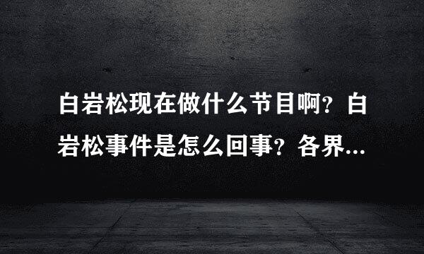 白岩松现在做什么节目啊？白岩松事件是怎么回事？各界对白的评价如何