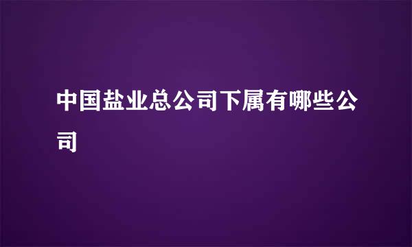 中国盐业总公司下属有哪些公司