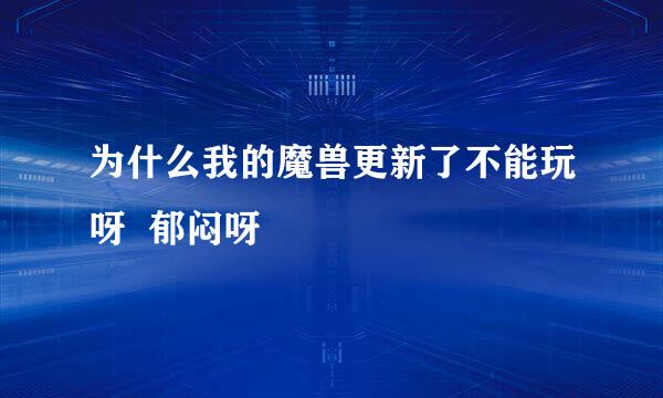 为什么我的魔兽更新了不能玩呀  郁闷呀