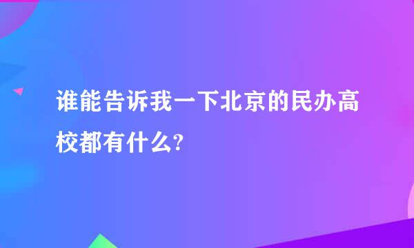 谁能告诉我一下北京的民办高校都有什么?