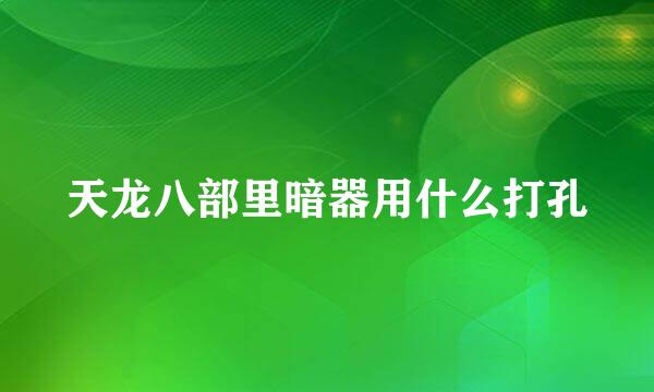 天龙八部里暗器用什么打孔